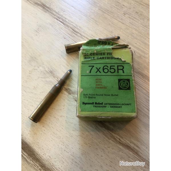 Ancienne cartouche de chasse 7X65R dans boite d'origine