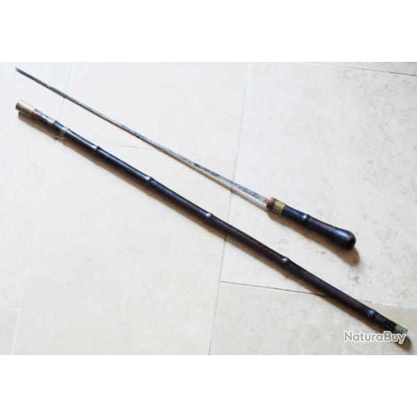 ANTIQUITE - Ancienne canne �p�e en bambou - lame allemande Solingen -  XIX i�me ref LBV24CAN001