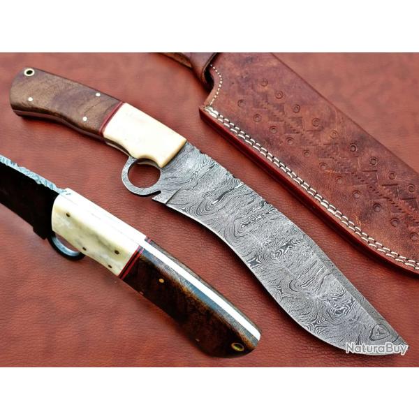 (8) Couteau machette Nessmuk forge  la main en acier Damas