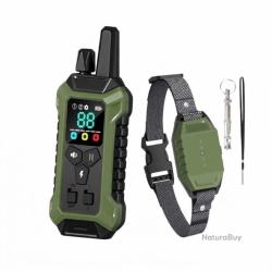 Collier de Dressage &Eacute;lectrique pour Chien &Eacute;tanche IP67 T&eacute;l&eacute;commande Longue Port&eacute;e 3 Modes R&eacute;glable