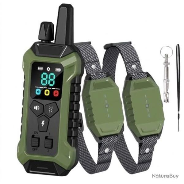Lot 2 Colliers de Dressage �lectrique pour Chien �tanche T�l�commande Longue Port�e 3 Modes R�glable