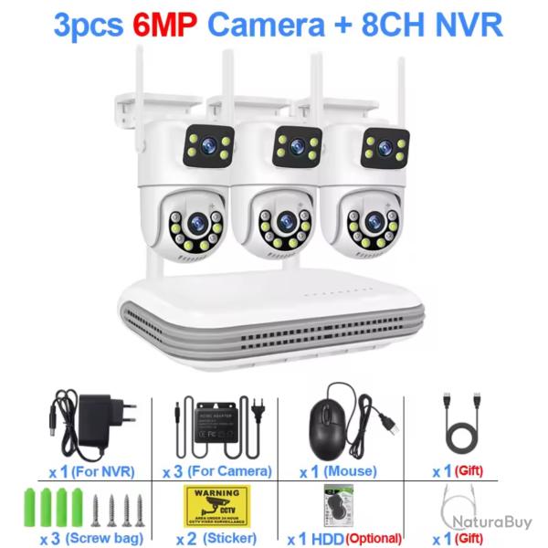 systme de vidosurveillance sans fil Kit 3 pcs 500 go camra WiFi camras IP 6MP pub