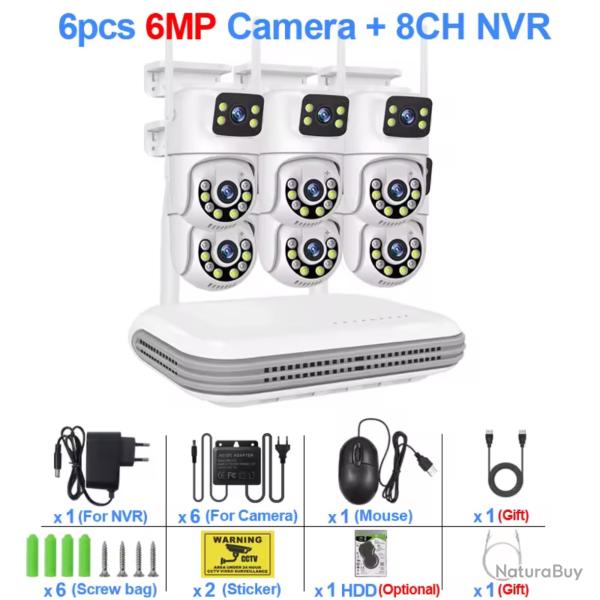 systme de vidosurveillance sans fil Kit 6 pcs 500 go camra WiFi camras IP 6MP