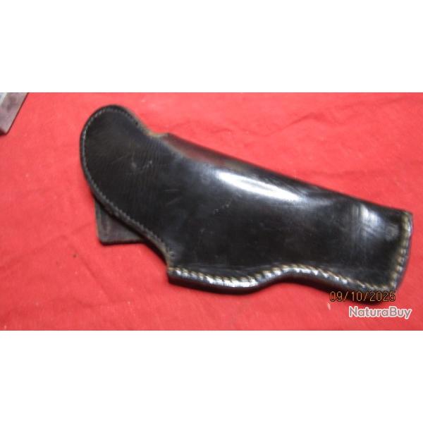 holster tui cuir pais modle ceinture revolver pistolet noir