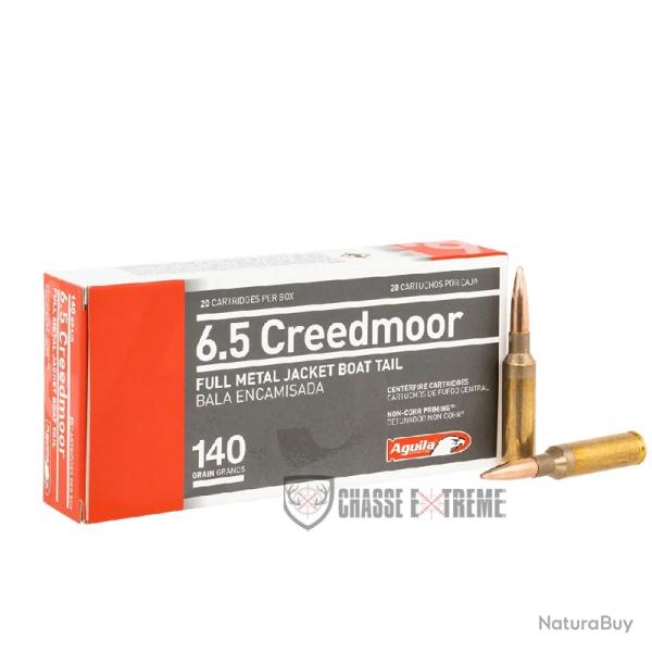 20 Cartouches AGUILA 140Gr Cal 6.5 Creedmoor Fmjbt