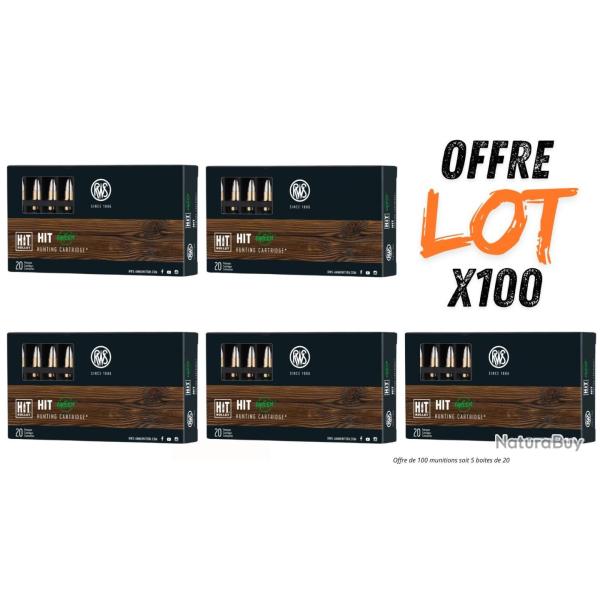 Lot munitions RWS HIT 50g - Cal. 222 Rem - X100 munitions