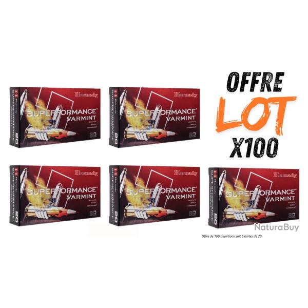 Lot munitions Hornady Superformance Varmint V-MAX 50g - Cal. 222 Rem - X100 munitions