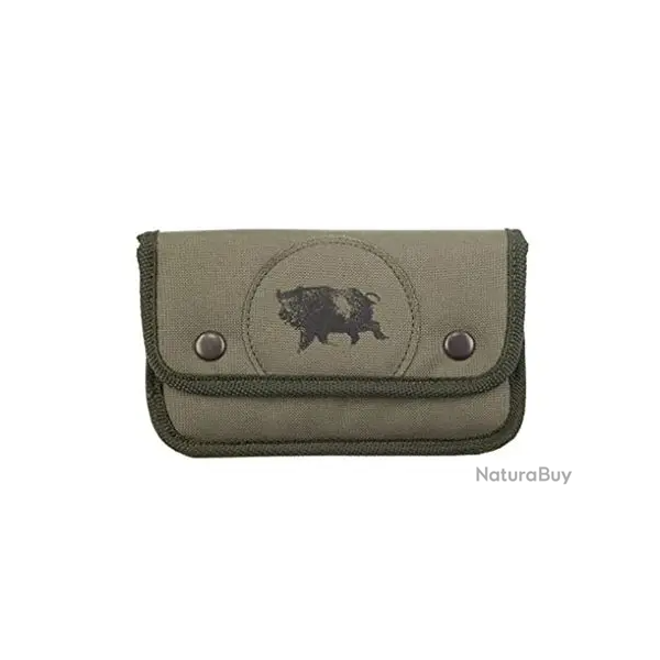 Etuis  balle Januel en toile verte ecusson sanglier - 10 tubes