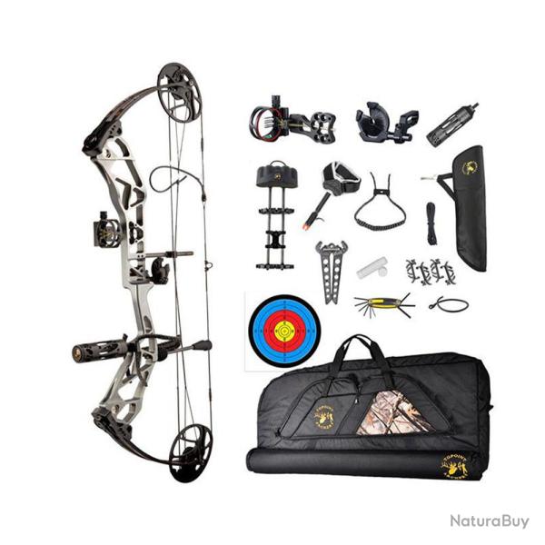 Kit arc � poulie Topoint T1 Deluxe LH 20-60lbs Anodized grey