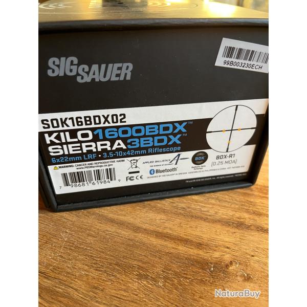 Vend ou change Pack SIG Sauer  BDX combo lunette sierra 3 BDX + tlmtre Kilo 1600 BDX