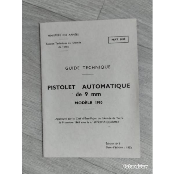 Guide technique pistolet automatique de 9mm mod�le 1950 ( notice pistolet MAC 50 ) �dition 1975