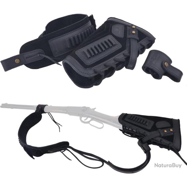 BRETELLE ET BUSC CARTOUCHIERE 22LR 17HMR - SANS PERCAGE - NOIR - GAUCHER - LIVRAISON GRATUITE