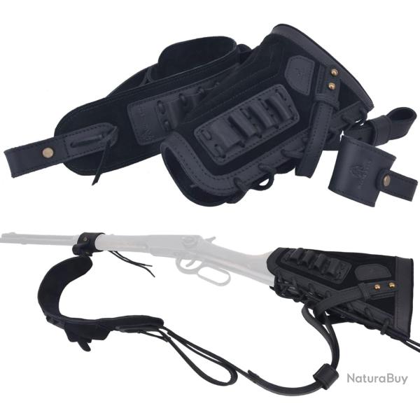 BRETELLE ET BUSC CARTOUCHIERE .308 30-06 - SANS PERCAGE - NOIR - GAUCHER - LIVRAISON GRATUITE