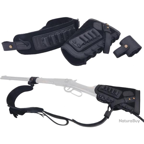 BRETELLE ET BUSC CARTOUCHIERE .357 30-30 - SANS PERCAGE - NOIR - GAUCHER - LIVRAISON GRATUITE