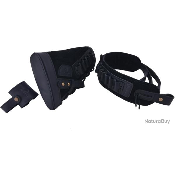 BUSC ET BRETELLE CARTOUCHIERE .357 30-30 - SANS PERCAGE - NOIR - DROITIER - LIVRAISON GRATUITE