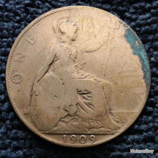 Monnaie Royaume-Uni - 1909 - 1 penny Edouard VII (Grade : AB) - Ref N1492