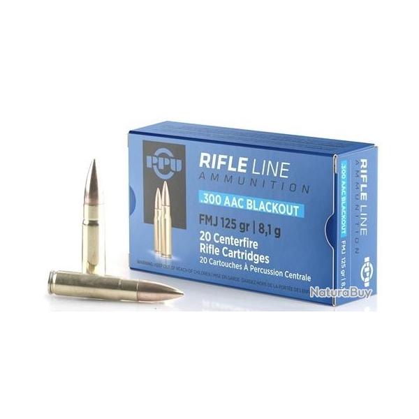 Boite de munition PPU/Partizan 300AAC Blackout FMJ 125GR 8,1G x100