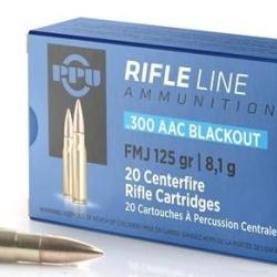 Boite de munition PPU/Partizan 300AAC Blackout FMJ 125GR 8,1G x1000 FRAIS DE PORT OFFERT