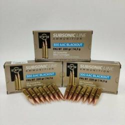 Boite de munition PPU/Partizan 300AAC Blackout Subsonic 220gr 14,3G x500