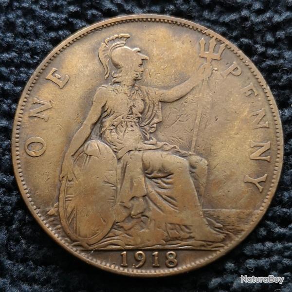 Monnaie Royaume-Uni - 1918 - 1 penny George V 1re effigie (Grade : TB) - Ref N1546