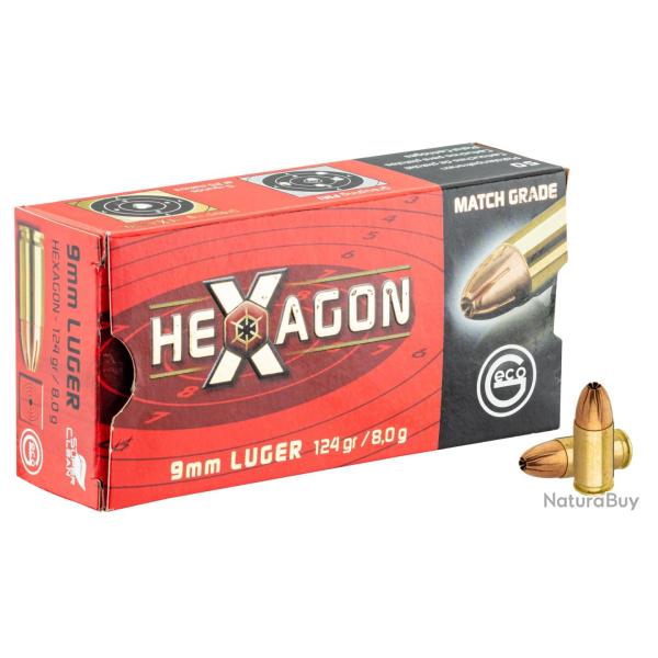 Geco Hexagon 124gr Cal. 9x19 - Lot de 300 munitions