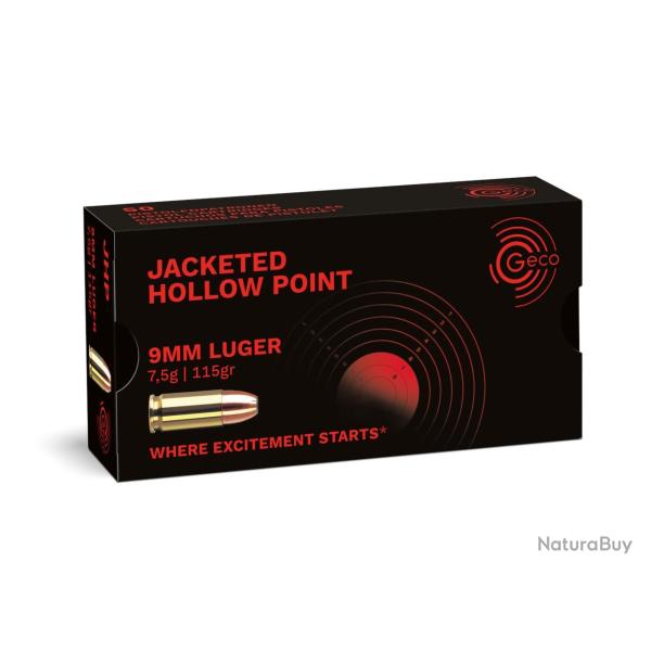 Balles Geco Jacketed Hollow Point 115g Cal. 9x19 - Lot de 300 munitions