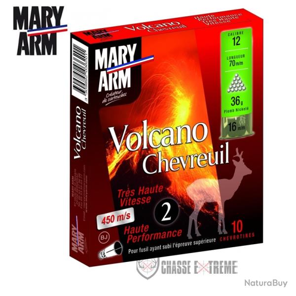 10 Cartouches MARY ARM Volcano Chevreuil 36Gr Cal 12/70 Pb 2