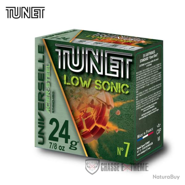 25 Cartouches TUNET Lowsonic Acier 24Gr Cal 12/70 Pb 7