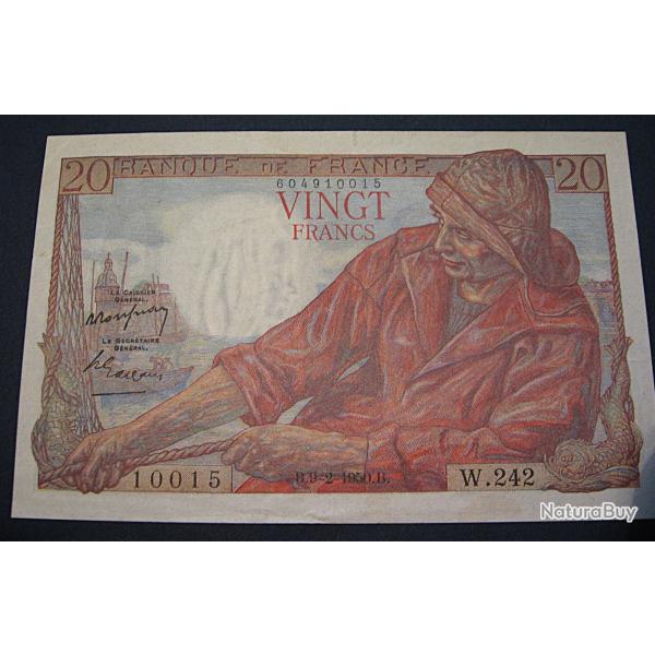 France billet de 20 francs pecheur du 9-2-1950 sup