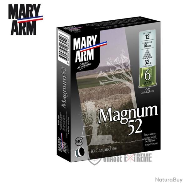 10 Cartouches MARY ARM Magnum 52Gr Cal 12/76 PB N 6