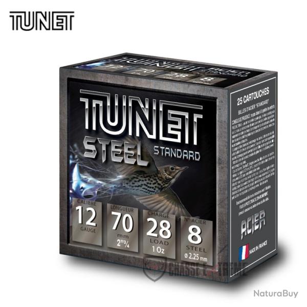 25 Cartouches TUNET Grive Steel 28Gr Cal 12/70 Pb 8