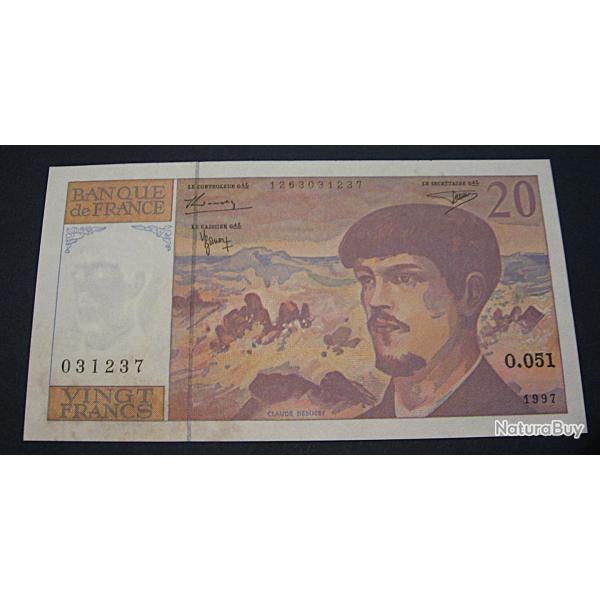 France billet de 20 francs Debussy de 1997 sup