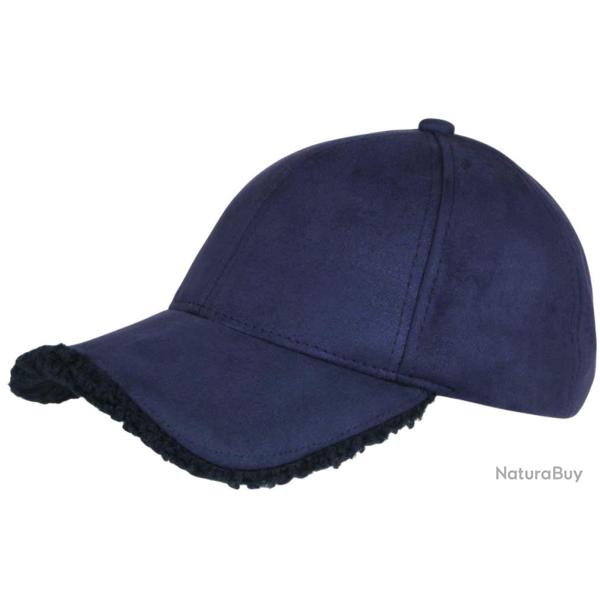 Casquette Daim Fourrure Bleue Marine Tendance en Suedine Neltey Baseball Taille unique Bleu
