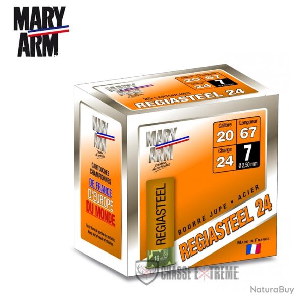 25 Cartouche MARY ARM Regiasteel 24Gr Cal 20/70 Pb 7