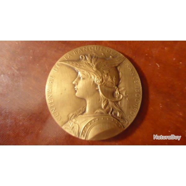 Mdaille Centenaire Banque de France 1800 - 1900 O. ROTY DECERNEE