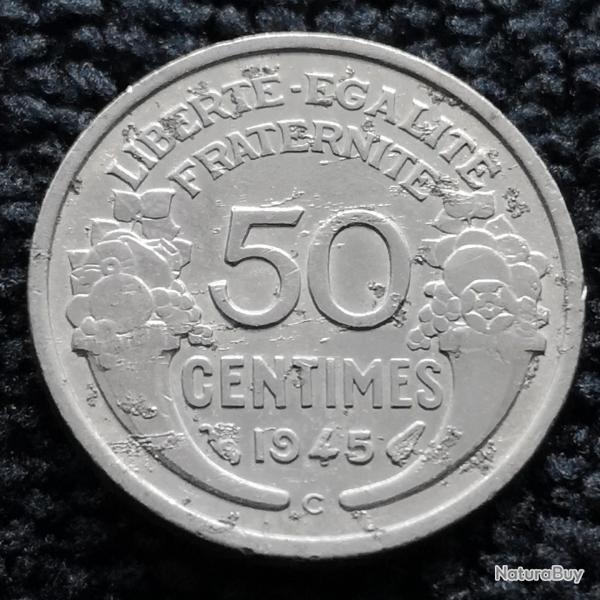 Monnaie France - 1945 C - 50 centimes Morlon Aluminium l�g�re (Grade : AB) - Ref N353