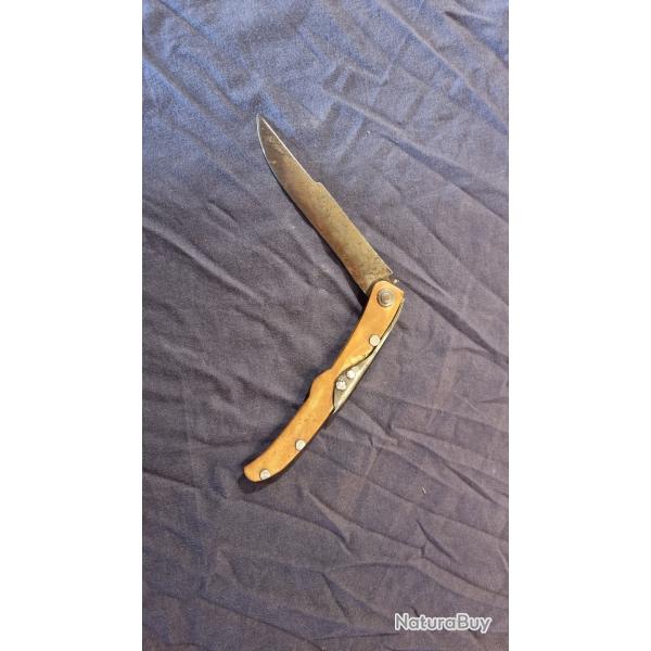 Couteau pliant artisanal cuivre et acier