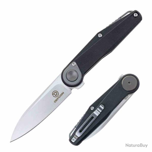 Couteau Defcon JK Series Leverage Lock Lame Drop Point Acier 14C28N Manche G-10 Noir IKBS TF6010BK