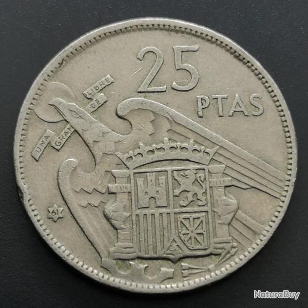 Monnaie Espagne - 1961 - 25 pesetas Franco (Grade : TB) - Ref N0681