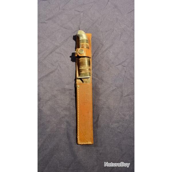 Couteau Poignard avec tui cuir dcor lame marque ROBESON 3