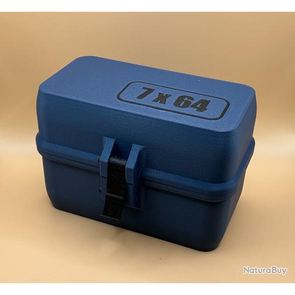 Bo�te de stockage / transport de munitions 7x64 bleue