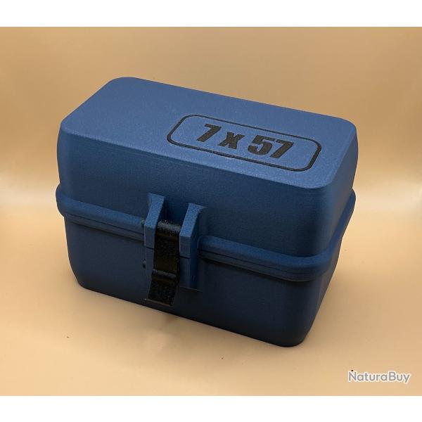 Bo�te de stockage / transport de munitions 7x57 bleue