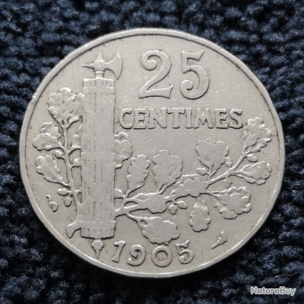 Monnaie France - 1905 - 25 centimes Patey 2e type (Grade : TTB) - Ref N1768
