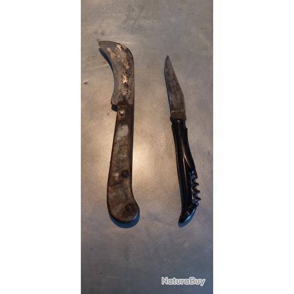 Lot de 2 couteaux pliants anciens