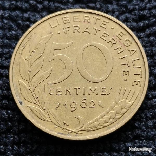 Monnaie France - 1962 3 plis - 50 centimes Marianne (Grade : TTB) - Ref N0934