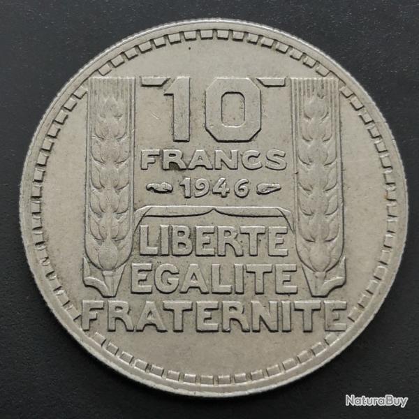 Monnaie France - 1946 Rameaux Courts - 10 francs Turin grosse t�te (Grade : TTB) - Ref N0551