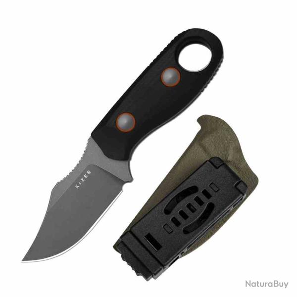 Couteau Kizer Beaver 2 Lame Acier D2 Clip Point Manche G-10 Black Etui Kydex KI1078A3