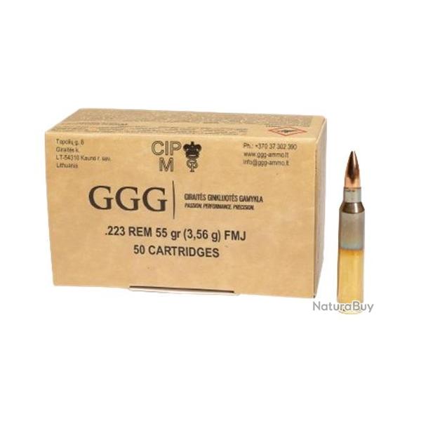 Cartouches GGG cal.223 Rem FMJ 55 gr 1 boite ( 50 munitions)