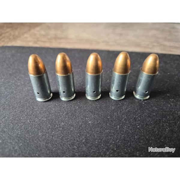 5 munitions de 9 mm Luger neutralis� pour pistolets CZ, colt, glock, s&w, sig sauer, canik, beretta