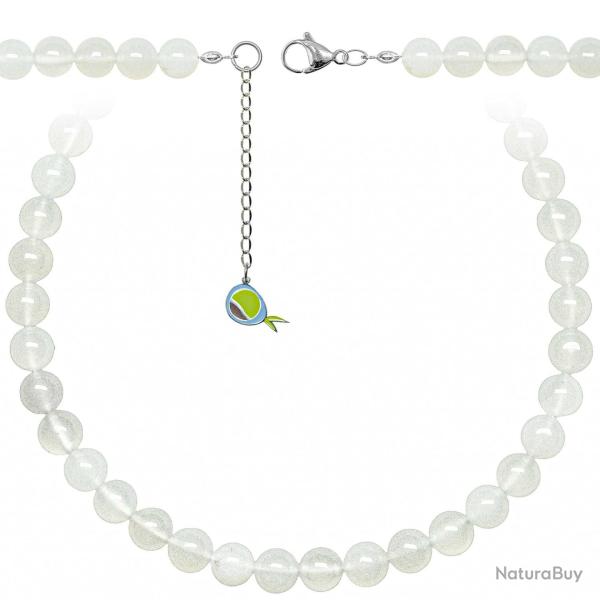 Collier en agate blanche - Perles rondes 10 mm - 50 cm